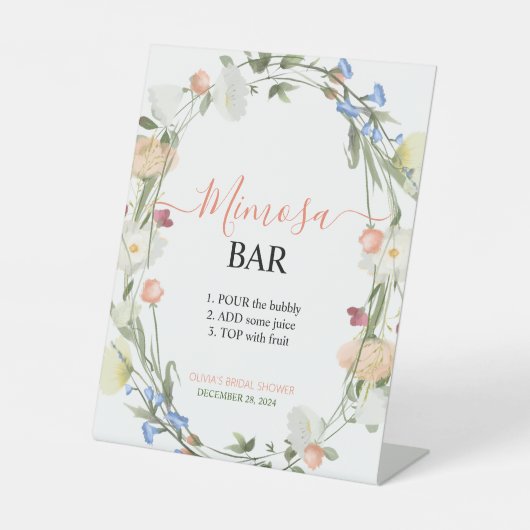 Wildblume Mimosa Bar Pedestal Zeichen Sockelschild (Vorderseite)