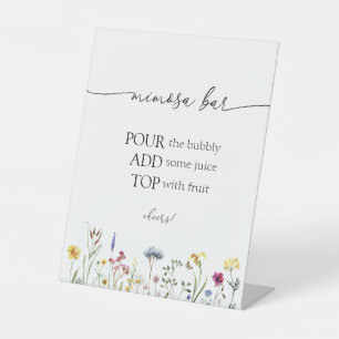 Wildblume Mimosa Bar Sign Sockelschild