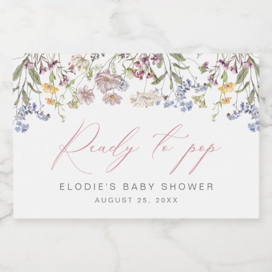 Wildblume Mini Sparkling Weinkeller Vorbereitung z Schaumweinetikett (Einzelnes Label)