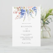 Wildblume Minimalistisch Boho Floral Wedding Einladung (Stehend Vorderseite)
