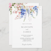 Wildblume Minimalistisch Boho Floral Wedding Einladung (Vorne/Hinten)