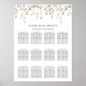 Wildblume Minimalistisch Hochzeit 12 Tischsitze Poster (Vorne)