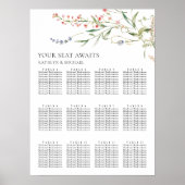 Wildblume Minimalistisch Hochzeit 12 Tischsitze Poster (Vorne)