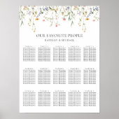 Wildblume Minimalistisch Hochzeit 15 Tischsitze Poster (Vorne)