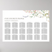 Wildblume Minimalistisch Hochzeit 18 Tischsitze Poster (Vorne)