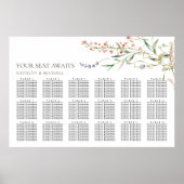 Wildblume Minimalistisch Hochzeit 18 Tischsitze Poster (Vorne)
