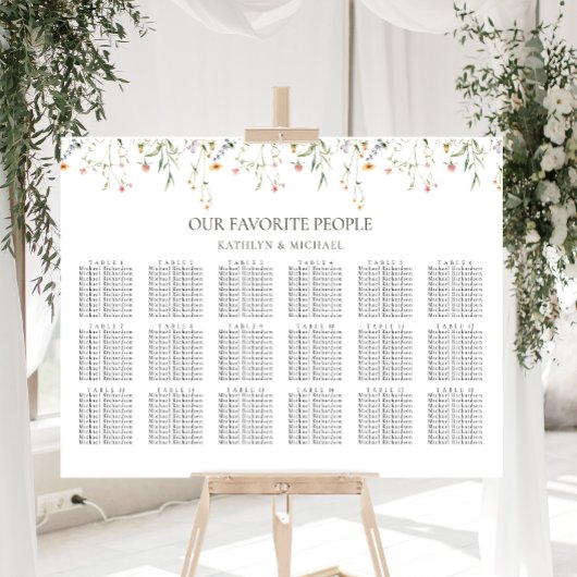 Wildblume Minimalistisch Hochzeit 18 Tischsitze Poster