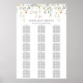 Wildblume Minimalistisch Hochzeit 18 Tischsitze Poster (Vorne)