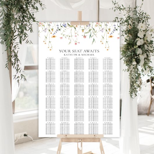 Wildblume Minimalistisch Hochzeit 30 Tischsitze Poster
