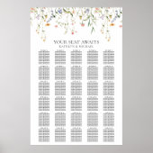 Wildblume Minimalistisch Hochzeit 30 Tischsitze Poster (Vorne)