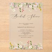 Wildblume minimalistisches elegantes Brautparty Acryleinladungen (Vorderseite)