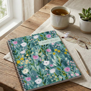 Wildblume mit Aquarellfarben Personalisiertes Sket Notizblock