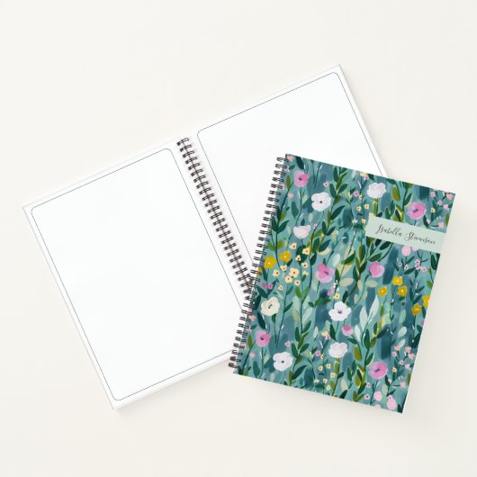 Wildblume mit Aquarellfarben Personalisiertes Sket Notizblock (Innenseite)