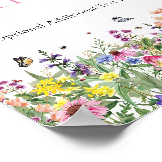Wildblume mit benutzerdefiniertem Textzeichen eins Poster (Ecke)