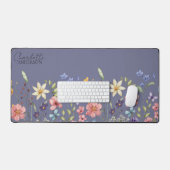 Wildblume mit Blumenwasser Lila Grau Schreibtischunterlage (Tastatur & Maus)