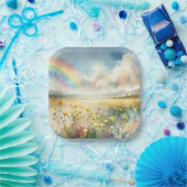 Wildblume mit Regenbogen Pappteller (Party)