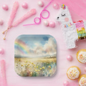 Wildblume mit Regenbogen Pappteller (Party)