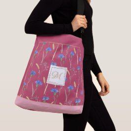 Wildblume mit rotem Flor, kundenspezifische Monogr Tragetaschen Mit Langen Trägern