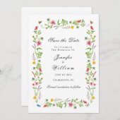 Wildblume mit Wasserfarben Hochzeit Datum speicher Ankündigung (Vorne/Hinten)