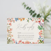 Wildblume Modern Wedding RSVP Card (Stehend Vorderseite)