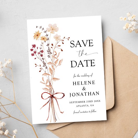 Wildblume Moderne Elegante Blumenhochzeit Save The Date