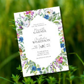 Wildblume Moderne Hochzeit des Fotos Einladung