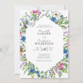 Wildblume Moderne Hochzeit des Fotos Einladung (Vorderseite)