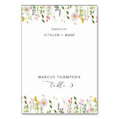 Wildblume Moderne Kalligraphie-Platzkarten Tischnummer (Vorderseite)