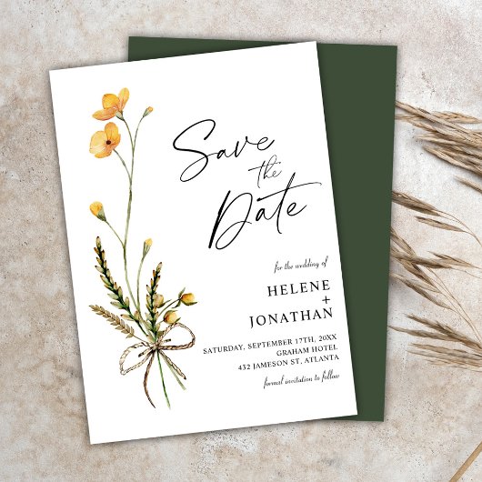 Wildblume Moderne rustikale Botanische Hochzeit Save The Date