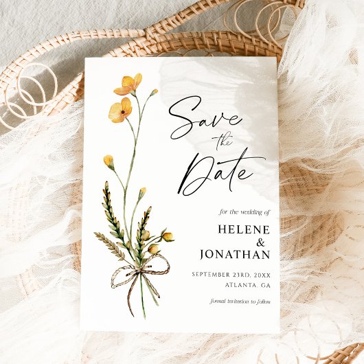 Wildblume Moderne rustikale Botanische Hochzeit Save The Date