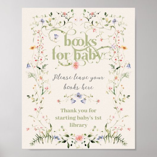 Wildblume Modernes Baby-Duschbuch Poster (Vorne)