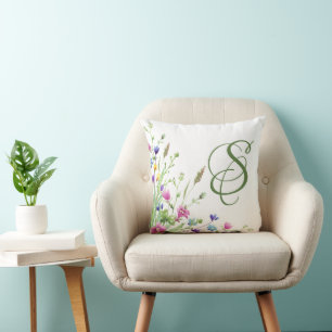 Wildblume Modernes, elegantes Monogramm Kissen