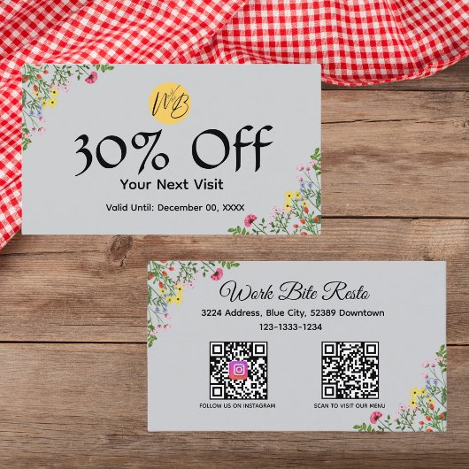 Wildblume Modernes Restaurant Qr Code Menü und Rabattkarte