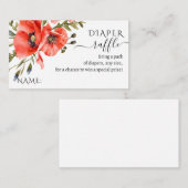 Wildblume Mohn minimalistisch Babydusche Windeln Begleitkarte (Vorne/Hinten)