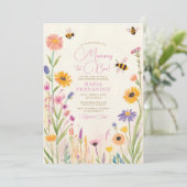 Wildblume Mommy to Bee Baby Dusche Rosa Einladung (Stehend Vorderseite)