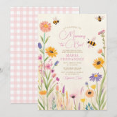 Wildblume Mommy to Bee Baby Dusche Rosa Einladung (Vorne/Hinten)