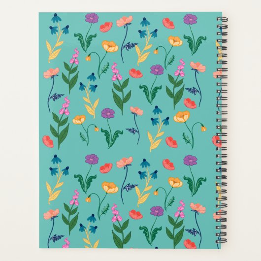 Wildblume Monatsplaner auf Türkis Planer (Rückseite)