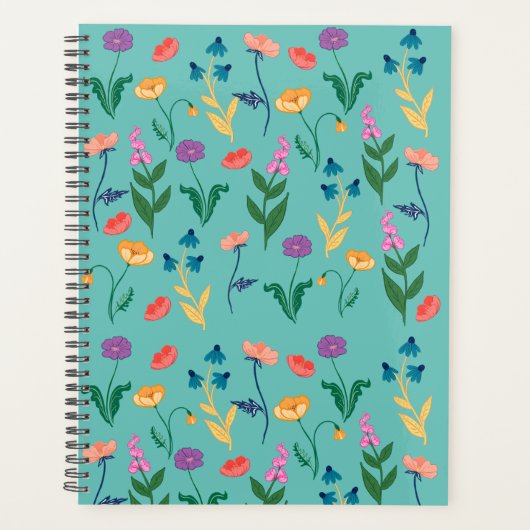 Wildblume Monatsplaner auf Türkis Planer (Vorderseite)