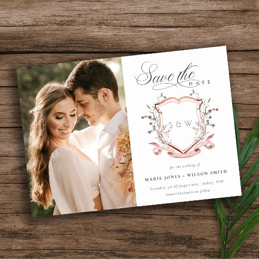 Wildblume Monogram Foto Wappen Save The Date