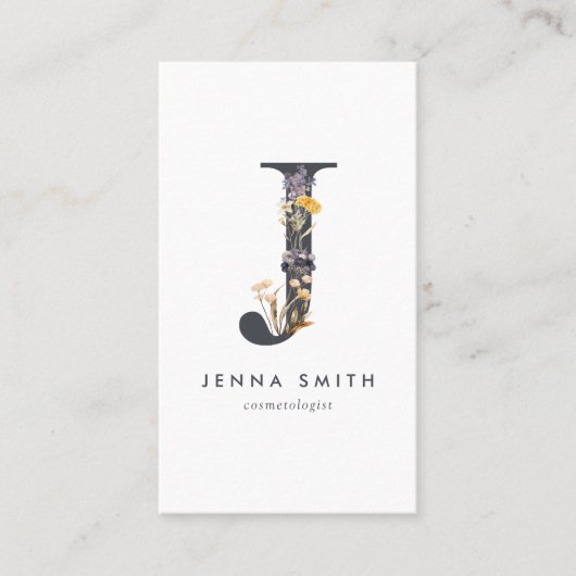 Wildblume Monogram J Visitenkarte (Vorderseite)