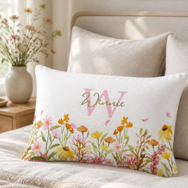 Wildblume Monogram Lumbar Pillow Lendenkissen