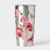 Wildblume Monogram Pink Große Mohn Romantische Thermobecher (Links)