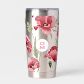 Wildblume Monogram Pink Große Mohn Romantische Thermobecher (Vorderseite)