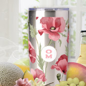 Wildblume Monogram Pink Große Mohn Romantische Thermobecher