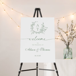 Wildblume Monogram Sage Green Wedding Willkommen