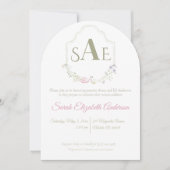 Wildblume Monogram Wappen Babydusche Einladung (Vorderseite)