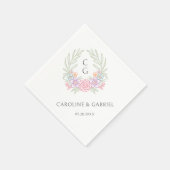 Wildblume Monogram Wappen Hochzeit Serviette (Ecke)
