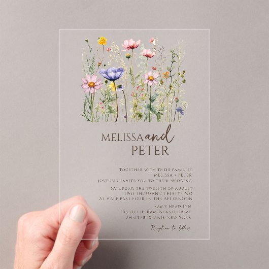 Wildblume Monogram Wedding Acryleinladungen (Insitu (Handheld))