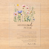 Wildblume Monogram Wedding Acryleinladungen (Vorderseite)
