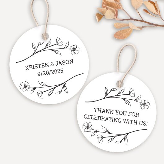 Wildblume Monogram Wedding Tag Geschenkanhänger